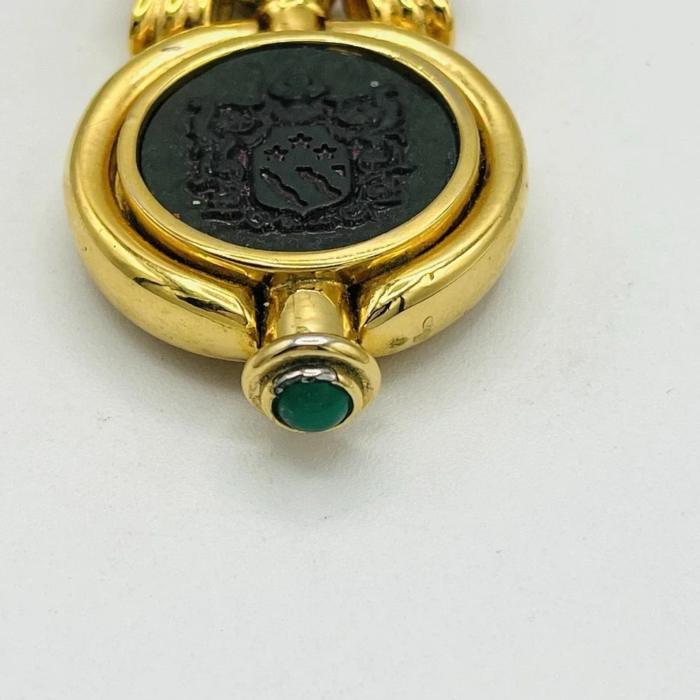 Vintage Tova Beverly Hills Gold Pendant Reversible Perfume Holder Powder Compact
